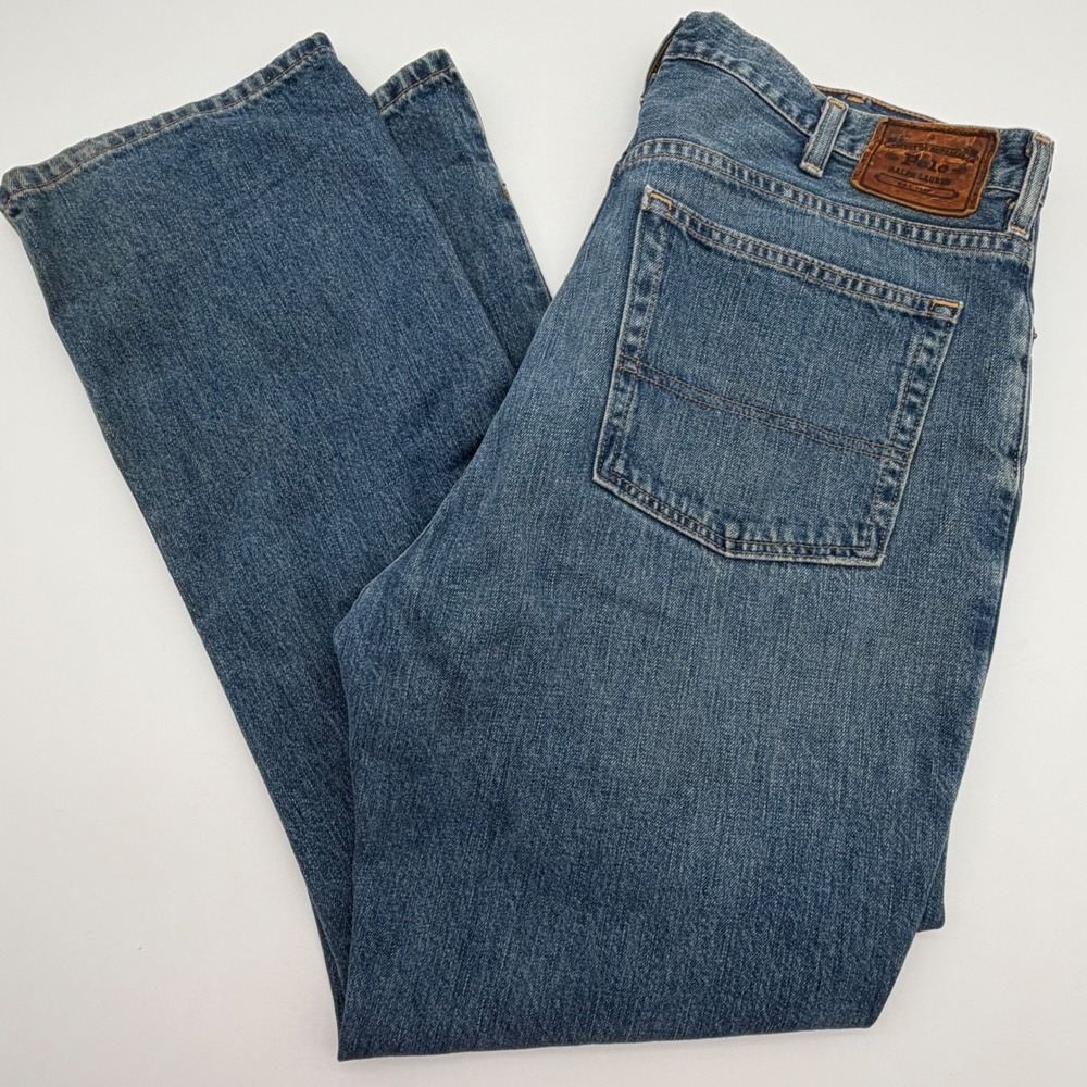 Polo Ralph Lauren‎ Mens Authentic Dungarees Straight Leg Blue Jeans 36x30 Cotton